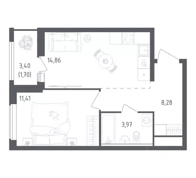1-к кв. Ленинградская область, Всеволожский район, Свердловское ...