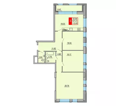 3-к кв. Тверская область, Тверь Петербургское ш., 3к1 (113.83 м)