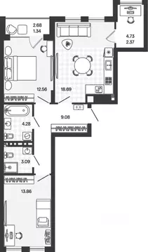 2-к кв. Калининградская область, Гурьевский муниципальный округ, пос. ...