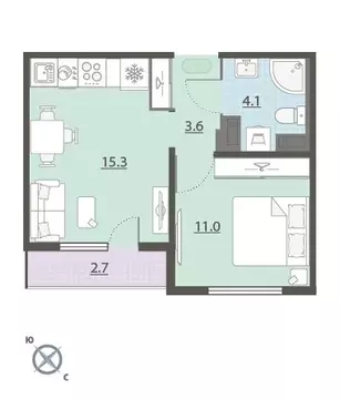1-комнатная квартира: Екатеринбург, микрорайон Широкая Речка, жилой ...