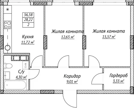 2-к кв. Нижегородская область, Нижний Новгород Сахарный Дол жилой ...