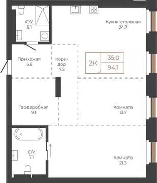2-к кв. Алтайский край, Барнаул пл. Баварина, 8к1 (93.6 м)