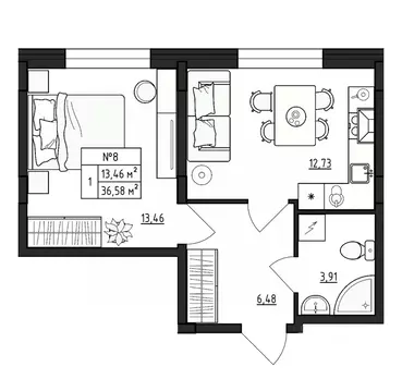 1-к кв. Ленинградская область, Гатчинский муниципальный округ, д. ...