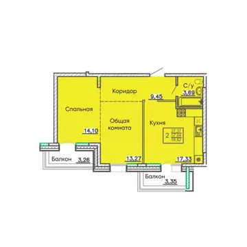 2-к кв. Бурятия, Улан-Удэ Энергетик мкр,  (59.82 м)