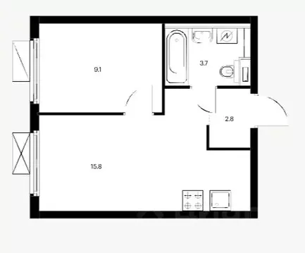 1-к кв. Москва Новоостаповская ул., 7к2 (31.4 м)