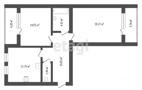 2-к кв. Ярославская область, Ярославль ул. Лескова, 21 (72.5 м)
