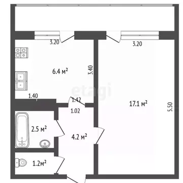 1-к кв. Нижегородская область, Выкса городской округ, с. ...