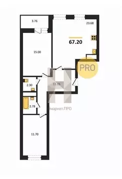 2-к кв. Воронежская область, Воронеж ул. Рокоссовского, 47 (67.2 м)