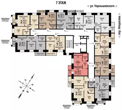 1-к кв. Алтайский край, Барнаул ул. Чернышевского, 39 (37.0 м)