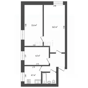3-к кв. Тюменская область, Тюмень Гилево мкр, ул. Вербная, 3 (49.0 м)