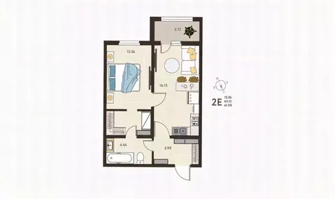 1-к кв. Курская область, Курск ул. Энгельса, 115 (41.98 м)