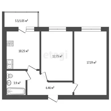 2-комнатная квартира: Ярославль, Малая Норская улица, 3 (51.6 м)