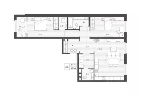 2-к кв. Дагестан, Дербент ул. Сальмана (88.4 м)