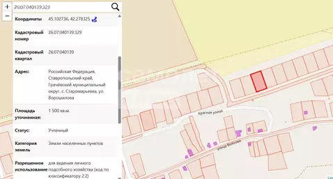 Участок в Ставропольский край, Грачёвский муниципальный округ, село ...