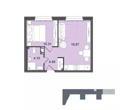 2-комнатная квартира: Санкт-Петербург, Витебский проспект, 99к1 (37.6 ...