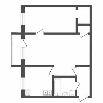 2-комнатная квартира: Тюмень, улица Пермякова, 4 (46 м)