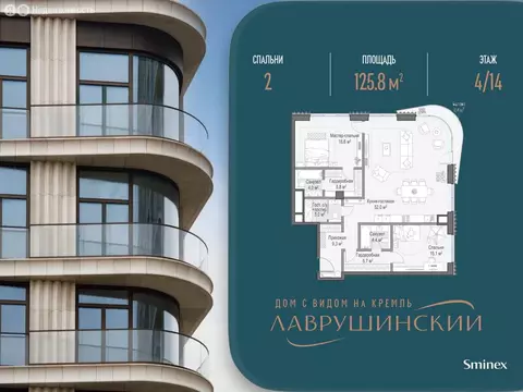 2-комнатная квартира: Москва, Большой Толмачёвский переулок, 5с1 ...