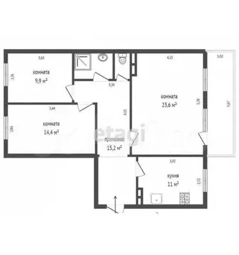 3-к кв. Свердловская область, Екатеринбург ул. Крестинского, 37к2 ...