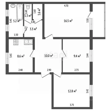 3-к кв. Ханты-Мансийский АО, Ханты-Мансийск ул. Шевченко, 22 (68.7 м)