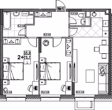 2-к кв. Нижегородская область, Нижний Новгород ул. Бетанкура, 7 (75.7 ...