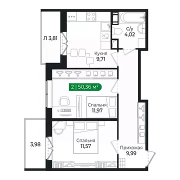 2-к кв. Ленинградская область, Сертолово Всеволожский район, ...