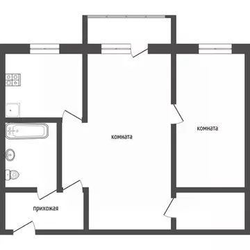 2-к кв. Тверская область, Тверь ул. Екатерины Фарафоновой, 36А (44.6 ...