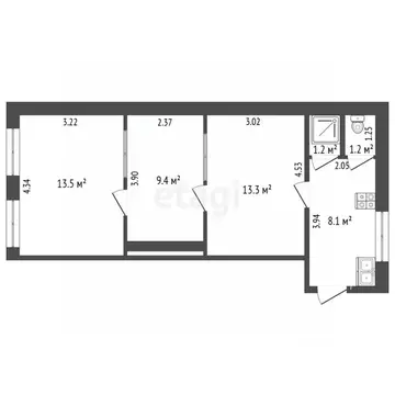 3-к кв. Самарская область, Самара ул. Степана Разина, 21 (47.0 м)