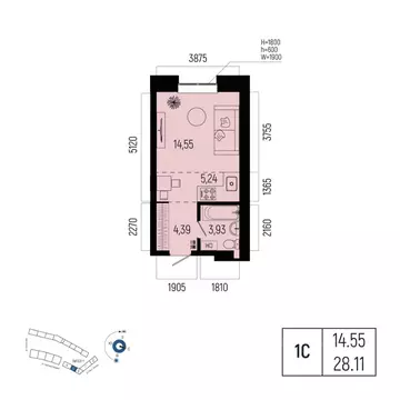1-к кв. Башкортостан, Уфа Глумилино-1 мкр, Новатор жилой комплекс ...