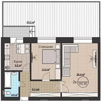 2-к кв. Новосибирская область, Новосибирский район, Мочищенский ...