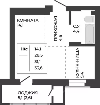 1-к кв. Алтайский край, Барнаул тракт Павловский, 251Б (31.1 м)