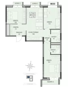 3-к кв. Удмуртия, Ижевск ул. 50 лет Пионерии, 41 (79.2 м)