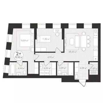 2-к кв. Башкортостан, Уфа Южный-2 мкр,  (71.95 м)