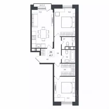 2-к кв. Московская область, Подольск городской округ, д. Борисовка ...