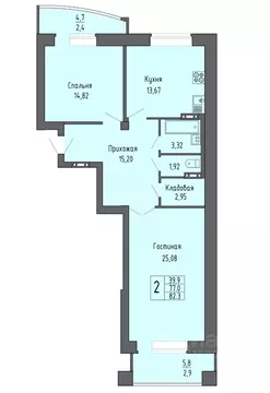 2-к кв. Воронежская область, Воронеж ул. Летчика Филипова, 4 (82.3 м)