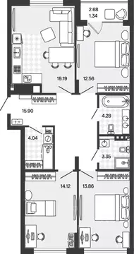 3-к кв. Калининградская область, Гурьевский муниципальный округ, пос. ...