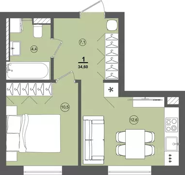 1-к кв. Удмуртия, Завьяловский район, д. Хохряки, Богатыри мкр 12 ...