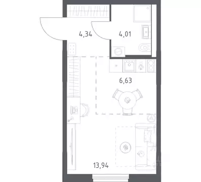 1-к кв. Башкортостан, Уфа ул. Минигали Губайдуллина, 8к9 (28.92 м)