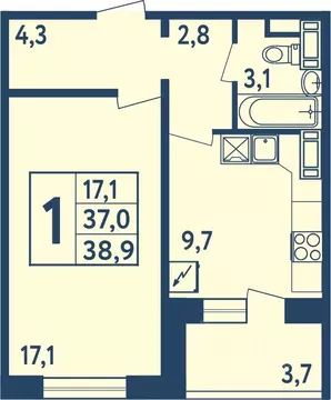 1-к кв. Башкортостан, Уфа ул. Мечтателей, 17 (38.7 м)