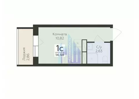 Квартира-студия: Воронеж, улица Ломоносова, 114Ю (14.88 м)