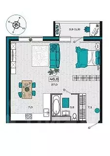 1-к кв. Приморский край, Уссурийск Радужный мкр,  (46.8 м)