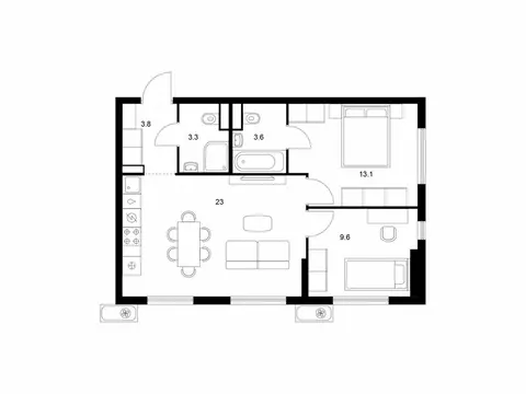 2-комнатная квартира: Мытищи, жилой комплекс Яуза Парк, к11 (56.4 м)