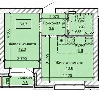 2-к кв. Алтайский край, Барнаул ул. Анатолия (33.7 м)
