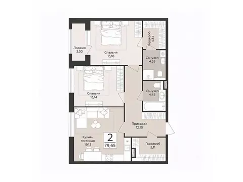 2-к кв. Воронежская область, Воронеж Эклипс жилой комплекс (79.65 м)