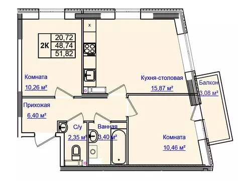 2-к кв. Ульяновская область, Ульяновск Новый Город мкр, 17-й кв-л, На ...