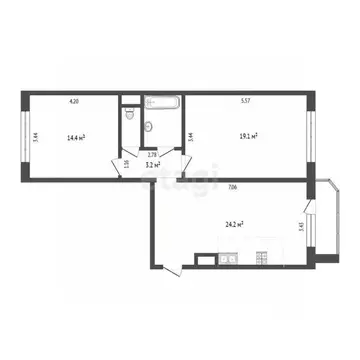 2-к кв. Тюменская область, Тюменский муниципальный округ, д. Дударева ...