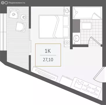 1-комнатная квартира: Сочи, улица Ленина, 280А (27.1 м)