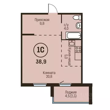 1-к кв. Алтайский край, Барнаул  (38.9 м)