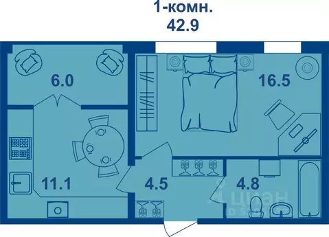 1-к кв. Костромская область, Кострома Магистральная ул., 71 (40.1 м)