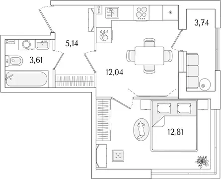 1-к кв. Санкт-Петербург Гранат жилой комплекс (35.47 м)