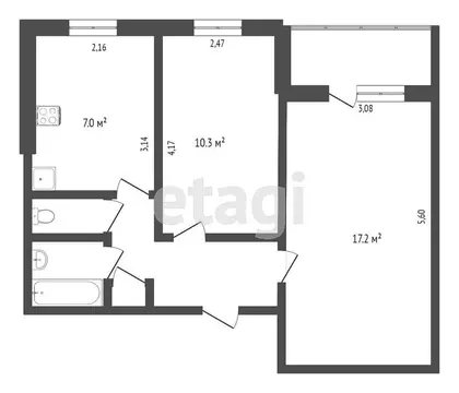 2-комнатная квартира: Омск, 5-я Северная улица, 191 (43.8 м)
